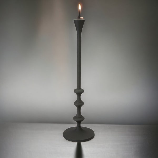 Rustic Large Black Iron Candlestick Holder - Elegant Home Decor