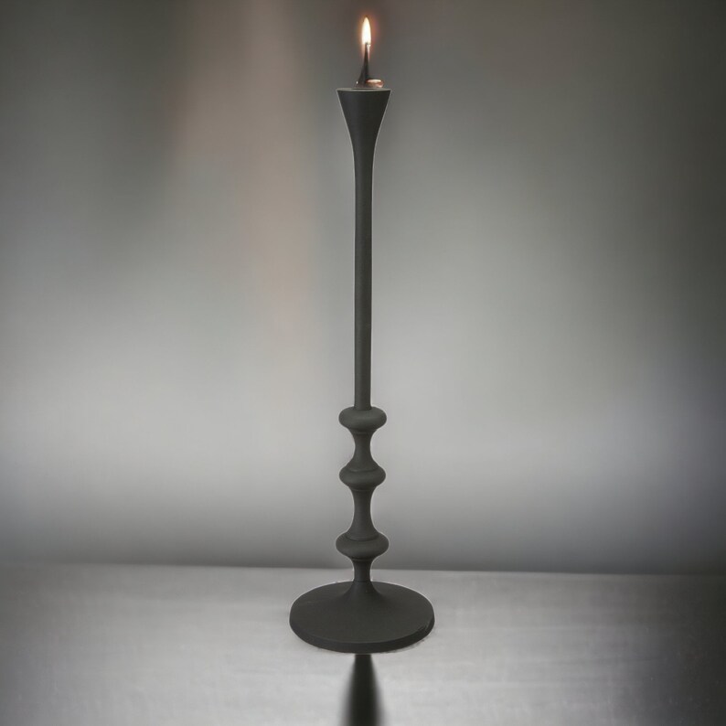 Rustic Large Black Iron Candlestick Holder Elegant Home Decor Etsy