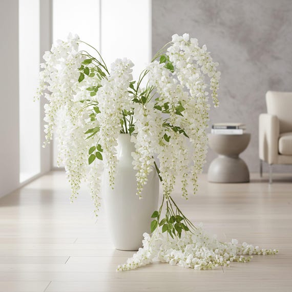 Wisteria White Artificial Stem - Ideal for Home Decor or Weddings