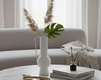 Chic Modern White Vase | Minimalist Home Decor | Scandinavian-Inspired Housewarming Gift