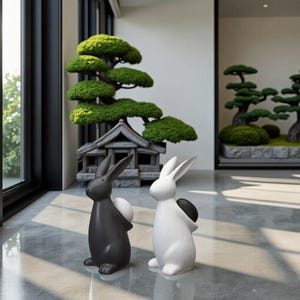 Pair of Bunnies with Delicate Egg Decor