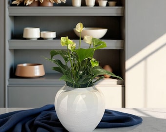 Scandinavian White Ceramic Plant Pot - Modern Home Decor and Housewarming Gift