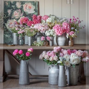 Hermoso trío de peonías rosas: flores artificiales de tacto real, tallos realistas de 119 cm, impresionante decoración para el hogar o eventos.