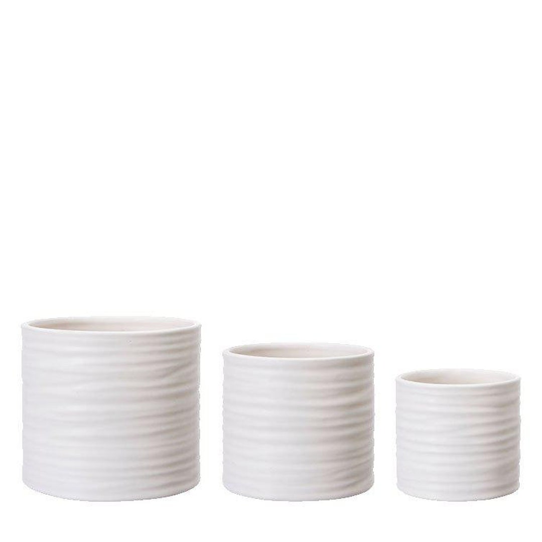 Minimalistic Set of 3 White Ceramic Plant Pots for Modern Home Decor ...