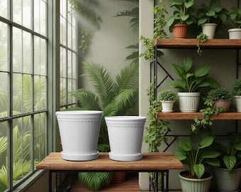 Set of 2 White Astrid Planters