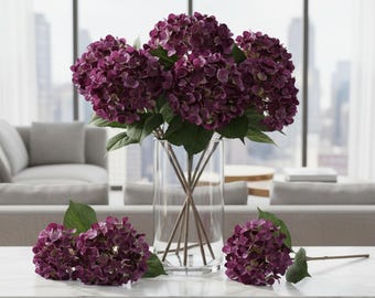 Purple Hydrangea Stem | Faux Floral Home Decor