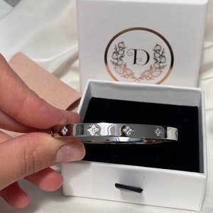 Eva silver bangle bracelet, clover bangle,boho style bangle, bangle for women, tarnish free and hypoallergenic , summer bangle bracelet