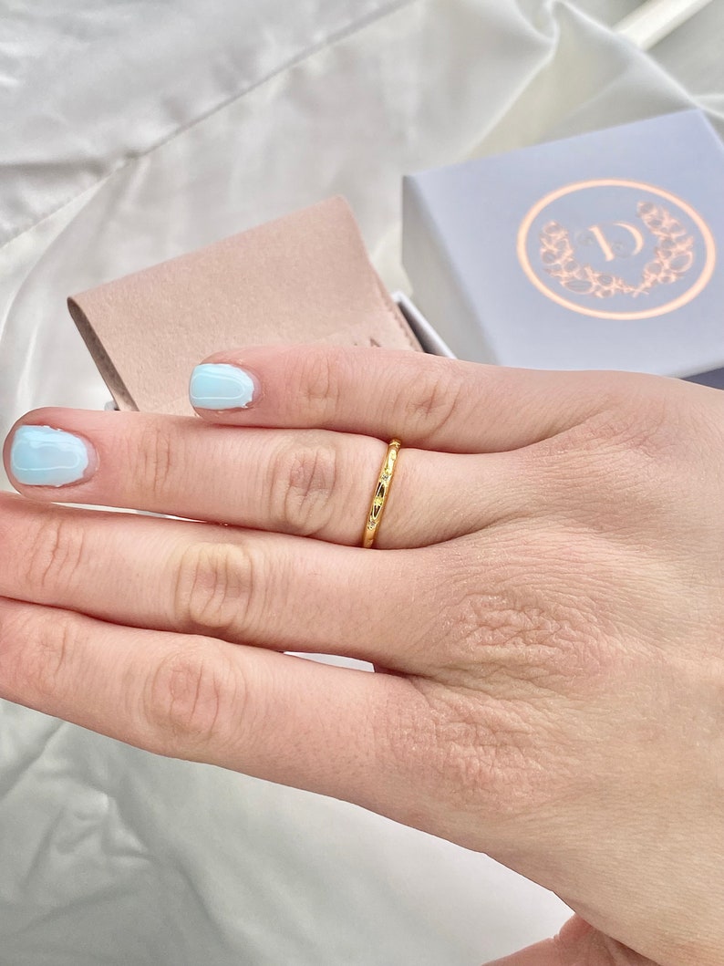 Luna Stackable Band Ring, Gold Plated Stackable Rings, Stars Gold Ring ...
