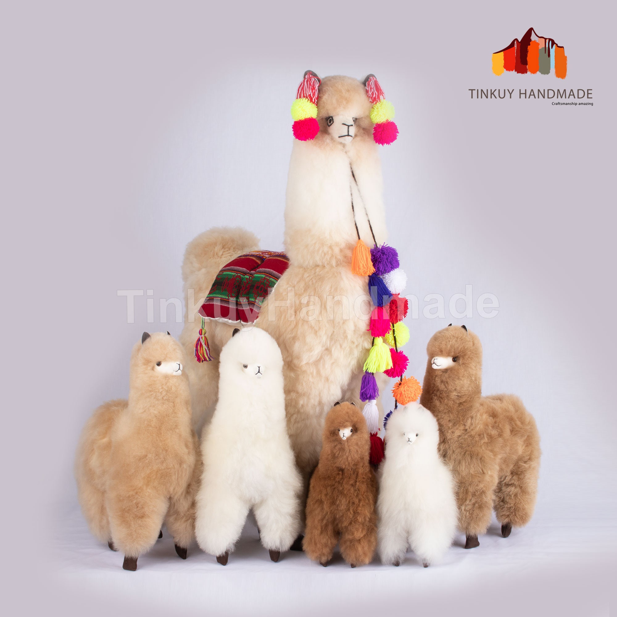 Handcrafted Alpaca Wool Large Decorative Alpacas Llamas, Llama