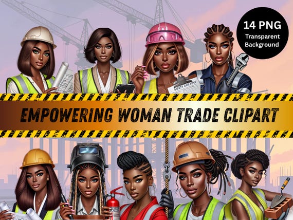 Womeninconstruction PNG Clipart: African Woman in Working Gear Digital Planner Illustration
