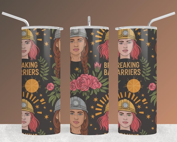 Empowering Women in Construction Breaking Barriers Wall Art Print Featuring Strong Female Tradeswomen and Floral Elements