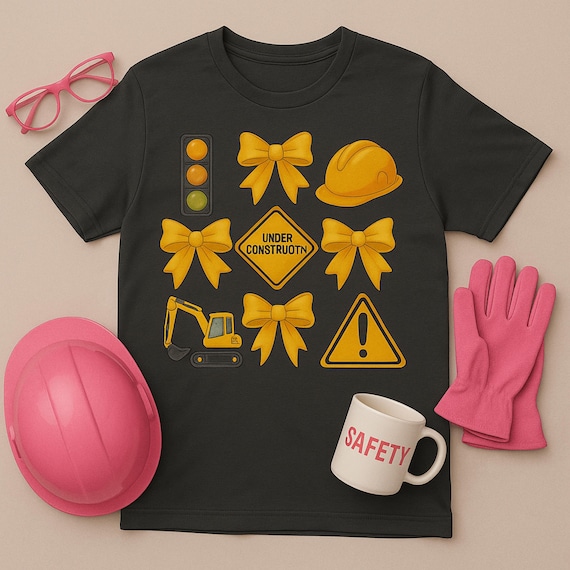 Construction Clipart PNG | Yellow Bow & Site Safety Icons | Girl Boss Construction Stickers