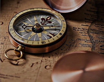 Boussole nautique antique - outil de navigation en laiton fait main, cadeau parfait pour lui, décor maritime vintage