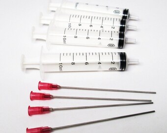 4 pc 10ml syringe with blunt 8cm long needle for refill ink CISS and cartridges Crafts Art glue gun