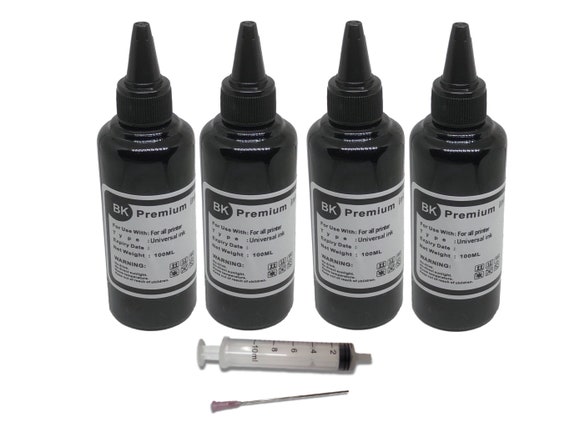 Premium black Refill Ink Kit with syringe for All Hp, epson and Brother Inkjet Printers 400ml