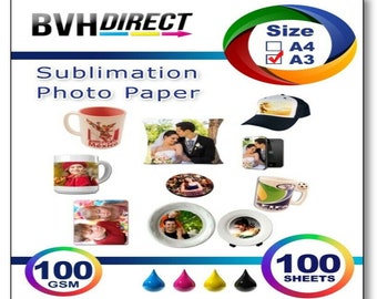 100x A3 Sublimation Paper Iron On Heat Press Transfer Paper MUGS Crafts Tshirt quality
