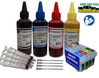 Sublimation refillable ink kit fits epsonXP2105 XP3100 xp3105 xp4100 xp4105 xp2155 xp3155 xp4155, xp2150 xp3150 xp4150 wf2810 wf2830 wf2835
