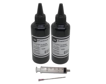 Premium black refill Ink Kit with syringe for All Hp, epson, canon and lexmark Inkjet Printer 200ml