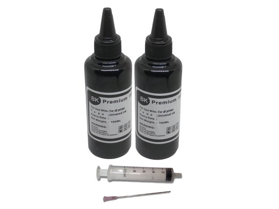 Premium black refill Ink Kit with syringe for All Hp, epson, canon and lexmark Inkjet Printer 200ml