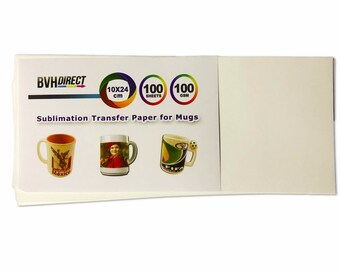 100x Sublimation Paper Mug pre-cut 24x10 cm Dye SUB Mug Size