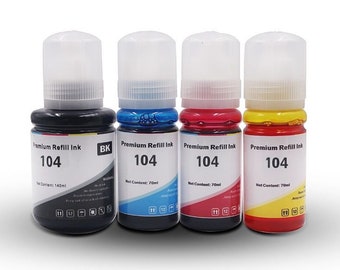 4 Ink bottles for epson 104 ecotank Ink for ecoTank et-2710 et‑2711 et-2712 et-2714 et-2715 et-2720 ET-2721 ET-2726 ET-4700 Printer Refill