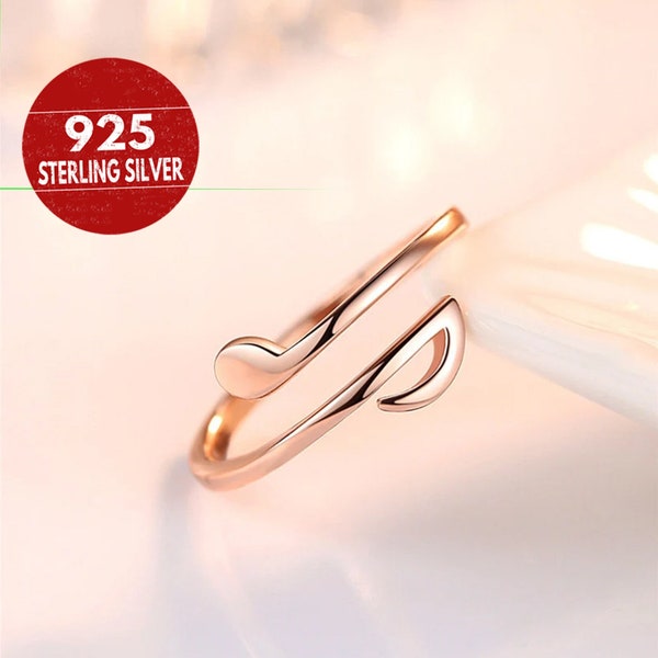 S925 Sterling Silver Music Note Engagement Ring Music Note Ring Musical Jewelry for Music Lovers Musical Note Promise Ring