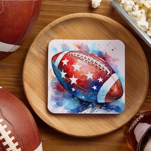 Football Coaster Home Decor Sports Table Decor US Football Fan Gift TV-Party Accessory Game Day Drink Mat Birthday Present for Him or Her