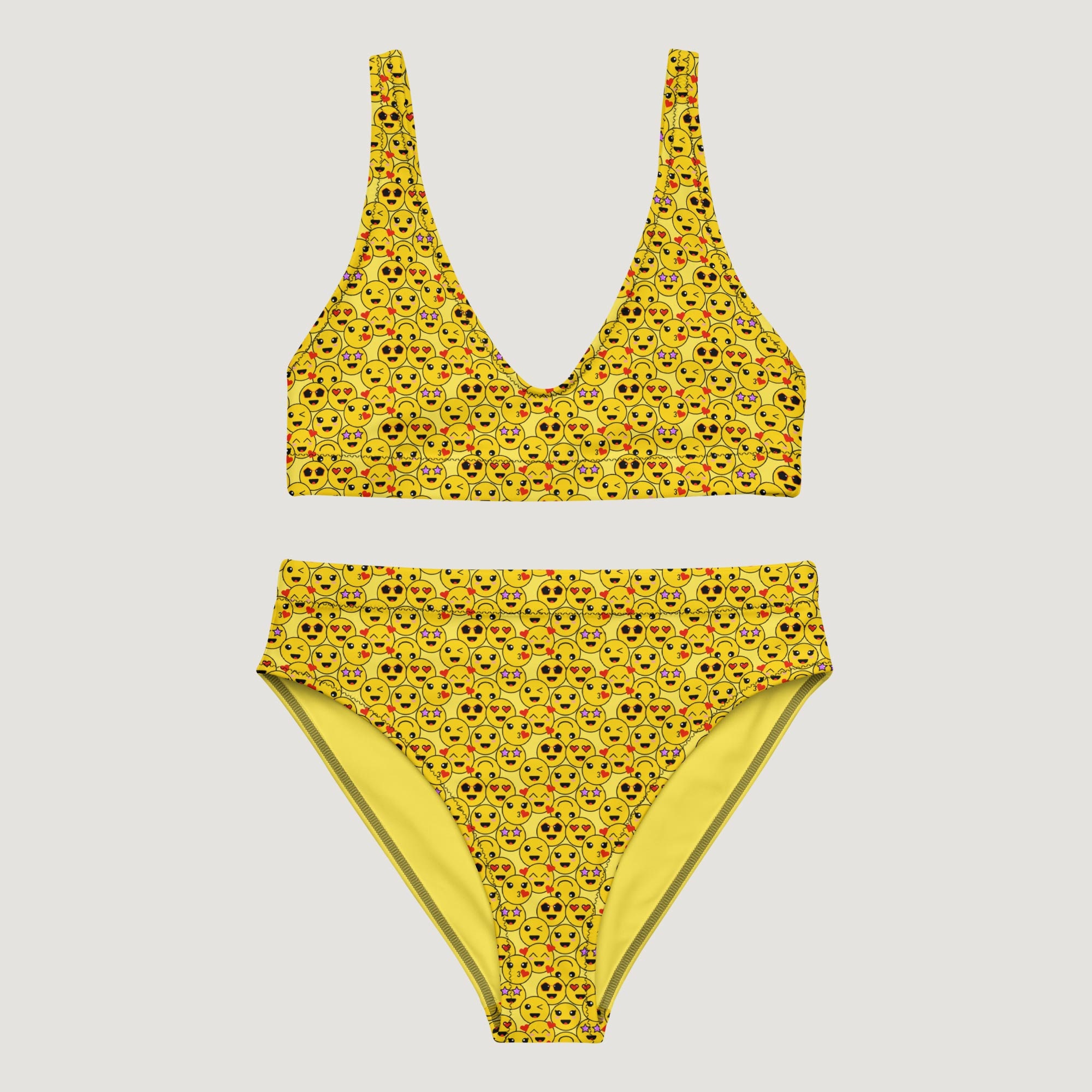 Cute Bikini With Emoji Smiley Pattern Print Design High Etsy