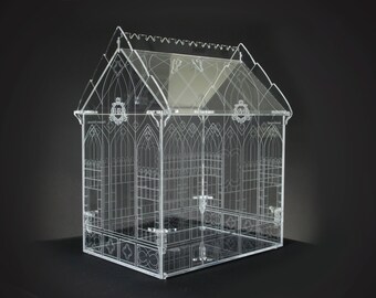 Large Wardian-style terrarium - Gothic Architecture - Handmade acrylic greenhouses by Hanami