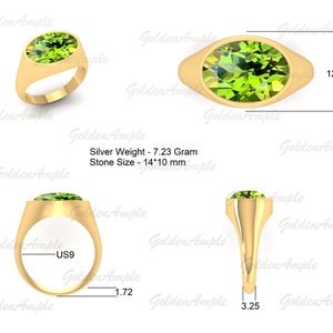 18k Gold Ring, Peridot Ring, Gold Peridot Ring, 925 Sterling Silver, Statement Ring, Modern Ring, Peridot Quartz Jewelry, Anniversary Gifts