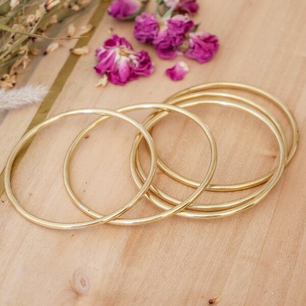 Fine golden brass bangle bracelet - by 1, 3 or 5 - jewelry for women - Buddhist brass bracelet