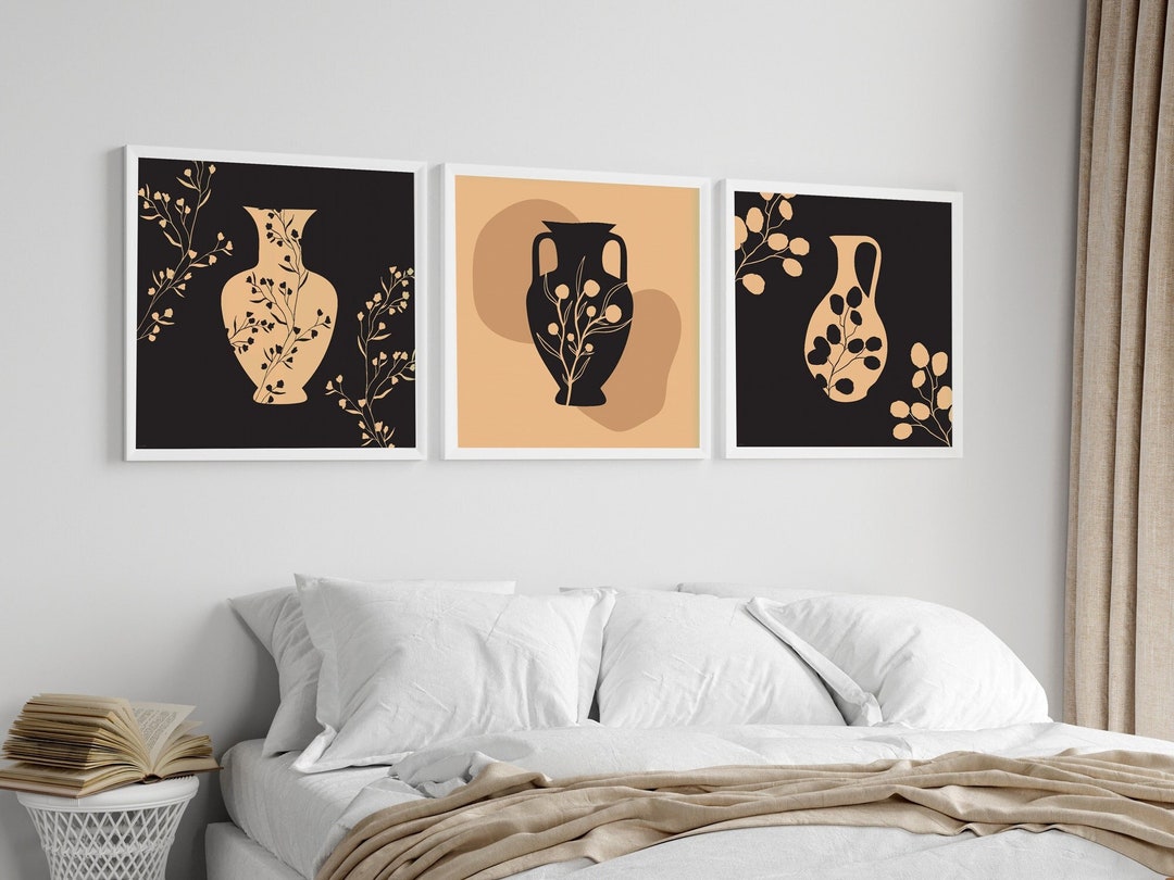 Greek Vase With Flowers Set of 3 Greek Vases Poster Ancient Etsy