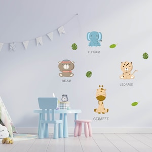 Cute Safari wall sticker pack, Jungle wall stickers, Safari wall stickers, Safari room decor, Animal room decor, Jungle room decor
