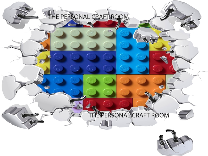 Lego Bricks Wall Decal Colour Kids Bedroom Sticker Playroom Nursery