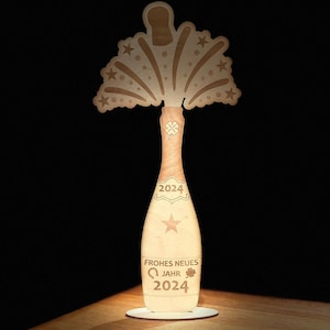 Decorazione della tavola di Capodanno "Happy New Year" File DXF, SVG, AI e Lightburn per taglio laser, fresatura, plasma o getto d'acqua