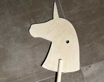 Unicorn hobby horse for children's birthday party, DXF, SVG, PDF files for milling, laser cutting, waterjet cutting