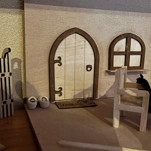 Kabouterdeur, raam en deurmat voor het adventseizoen voor laseren of frezen DXF, SVG voor 3 of 4 mm hout