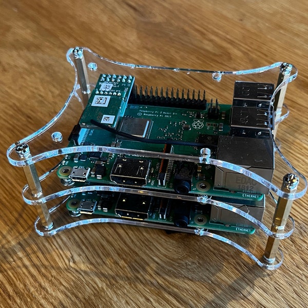 Raspberry Pi Stack Case, DXF, SVG, STL, Lightburn files for laser cutting, milling, waterjet cutting, or 3D printing