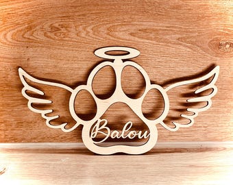 Dog paw with wings ornament design in DXF, SVG, AI formats for laser cutting, milling, plasma cutting, or waterjet cutting