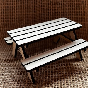 Mesa de banco de picnic Gnome para la temporada de Adviento para láser o fresado DXF, PDF, SVG para madera contrachapada de 3 mm