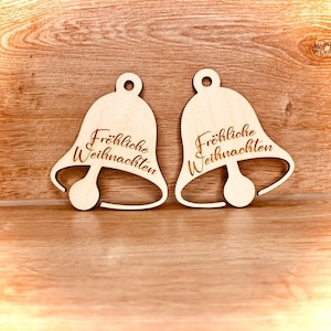 Weihnachtsglocke "Fröhliche Weihnachten" DXF, SVG, AI, zum Lasern, Fräsen, Plasma- oder Wasserstrahlschneiden, Baumschmuck, Türschmuck