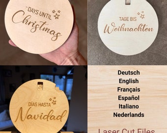 Kalender "Dagen tot Kerstmis" DXF, SVG, AI, Lightburn-bestanden voor laseren of frezen