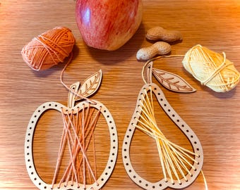 String Art Apple + Pear for Kids – Autumn DIY Decoration – Lightburn, DXF, SVG, ai – Templates for Laser, cnc, Plasma & Waterjet