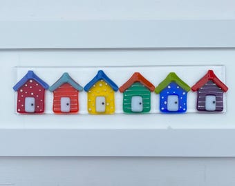 Fused glass beach huts  - rainbow beach huts