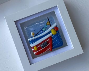 Fused glass ‘Moored boats’ mini picture