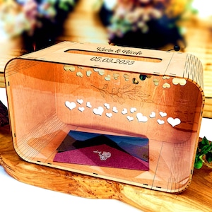 Kartenbox für Hochzeit, Acrylglaskartenbox für Brautparty, personalisierte Holzbox für Karten und Geschenke Abschluss, Paargeschenke