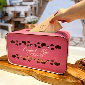 Boîte à cartes de mariage Décor de mariage Boho, boîte à cartes en bois personnalisée pour mariage, boîte à souvenirs, cadeaux de mariage sympas