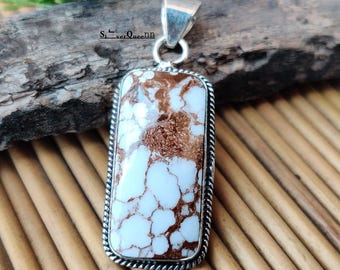 Wildes Pferd Jaspis Anhänger, Massiv 925 Sterling Silber Versprechen Boho Anhänger Schmuck