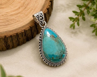 Kingman Türkis Anhänger Halskette Sterling Silber Handmade südwestlichen Schmuck Boho Statement Anhänger Trending Geschenk für sie