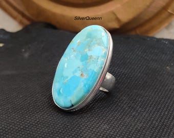 Kingman Turquoise Ring: Handmade 925 Sterling Silver Gemstone Jewelry